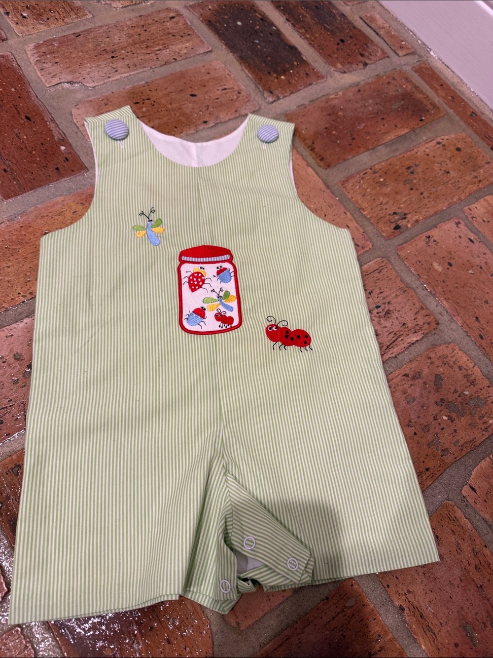 Honesty Green Boys Jon Jon with Bug Appliqué Size 18 Months
